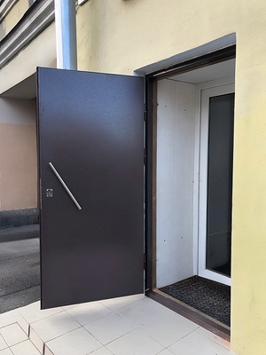 Порошковая дверь с ручкой-скобой Порошковая дверь с ручкой-скобой